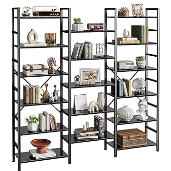 SUPERJARE Triple 6 Tier Bookshelf, Bookcase with 17 Open
